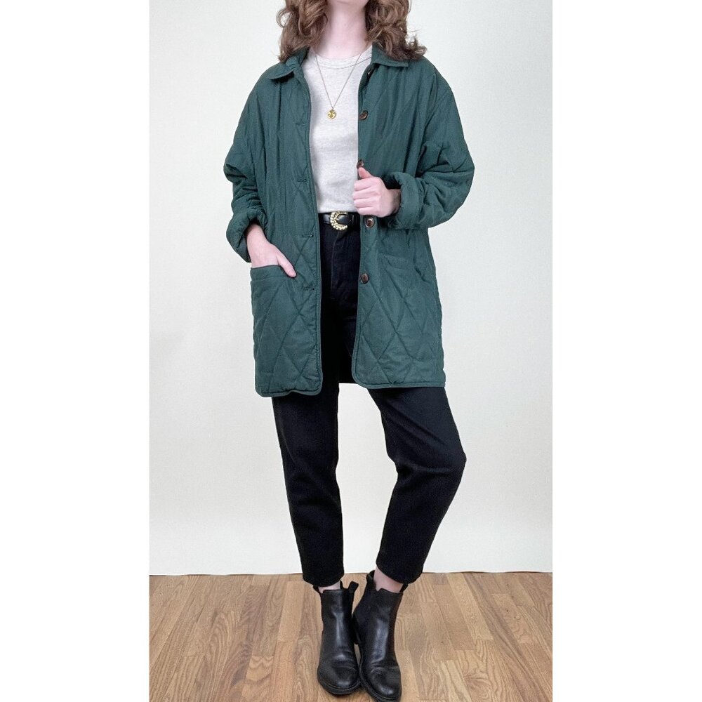 Vintage Quilted Barn Coat Chore Jacket Preppy English Countryside Field Hunting - Picture 10 of 10
